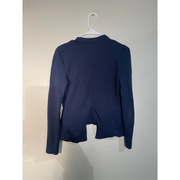 Tart Navy Open Front Blazer with Faux Leather Trimmings - Picture 6 of 8